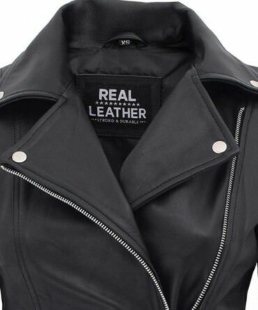 Women Bari Black Moto Leather Jacket