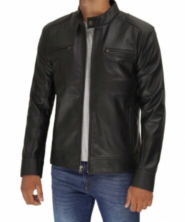 Men's Dodge Black Biker Leather Jacket